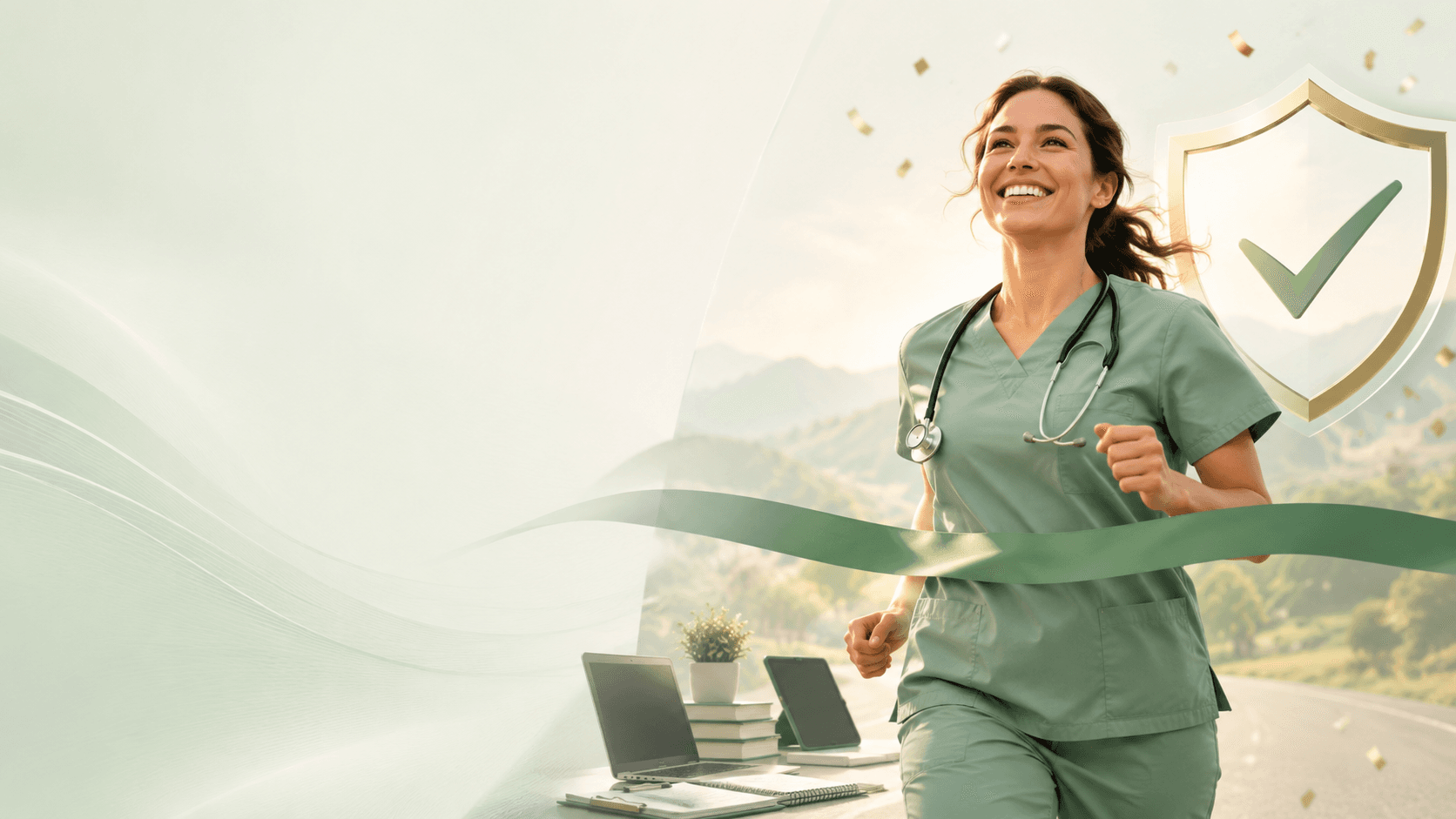 Nurse practitioner celebrating passing their board exam