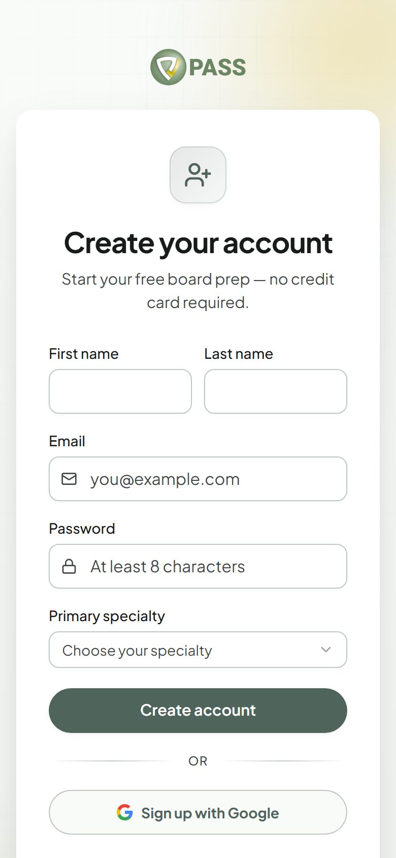 The PASSNP sign-up form on a phone